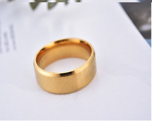 Men's Gold overTungsten Ring with Matte Finish and Beveled Polished Edge Comfort Fit Design Mauli Jewels