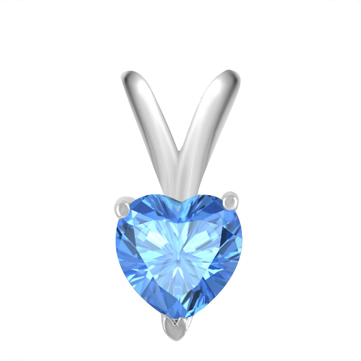 Mauli Jewels Engagement Necklace for Women 0.45 Carat Heart Blue Topaz Pendant 4-prong 14k White Gold Mauli Jewels
