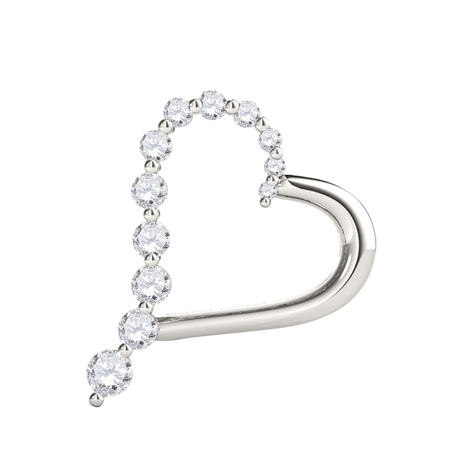 MauliJewels Diamond Heart Pendant For Women 0.50(1/2) Carat Natural Diamond Heart Shape Pendant Necklace In 14K White Gold With 18" Gold Plated 925 Sterling Silver Box Chain Mauli Jewels