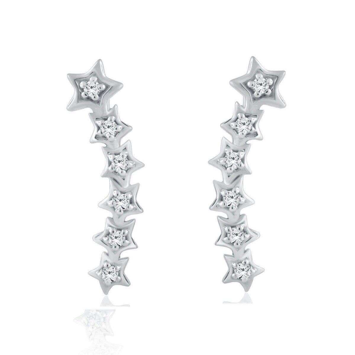 0.15 Carat Diamond Earrings Star Shaped 14k Rose/ White & Yellow Gold Genuine Wedding Jewelry Collection Mauli Jewels