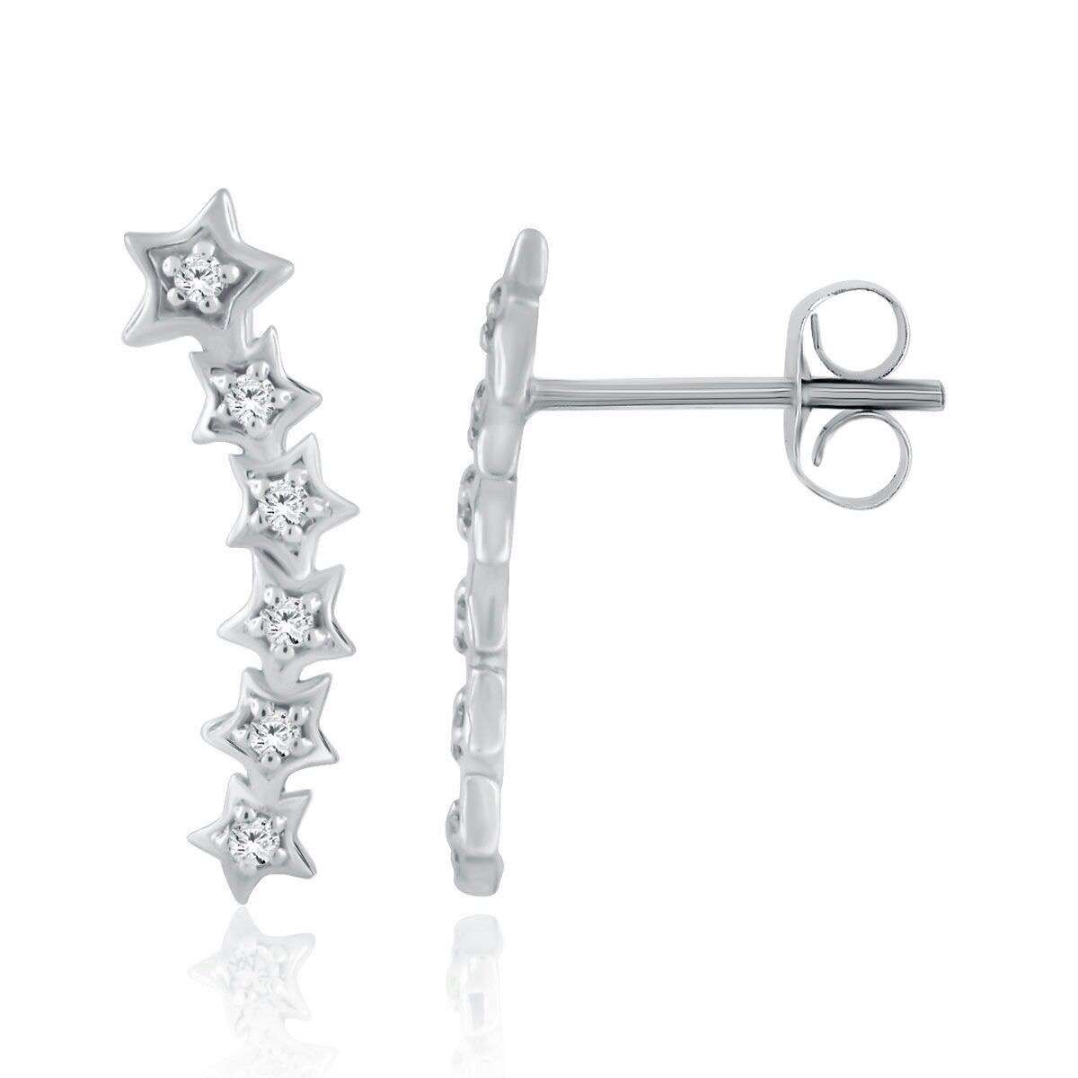 0.15 Carat Diamond Earrings Star Shaped 14k Rose/ White & Yellow Gold Genuine Wedding Jewelry Collection Mauli Jewels