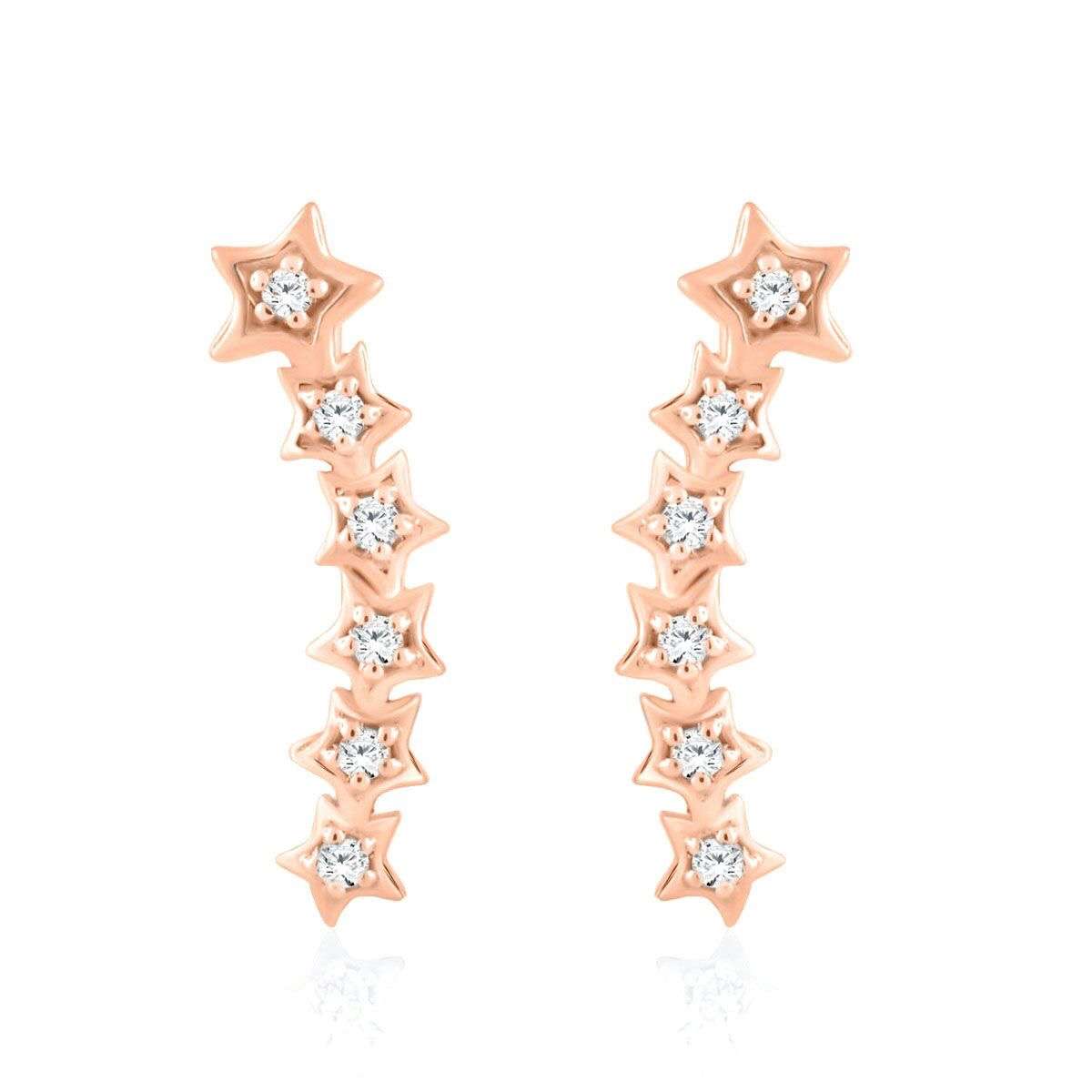 0.15 Carat Diamond Earrings Star Shaped 14k Rose/ White & Yellow Gold Genuine Wedding Jewelry Collection Mauli Jewels
