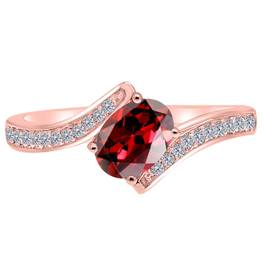 MauliJewels Rings for Women 1.05 Carat Garnet and Labgrown Diamond Ring Prong Setting in 10K Rose, White & Yellow Gold | Oval Gemstone Wedding Jewelry Collection