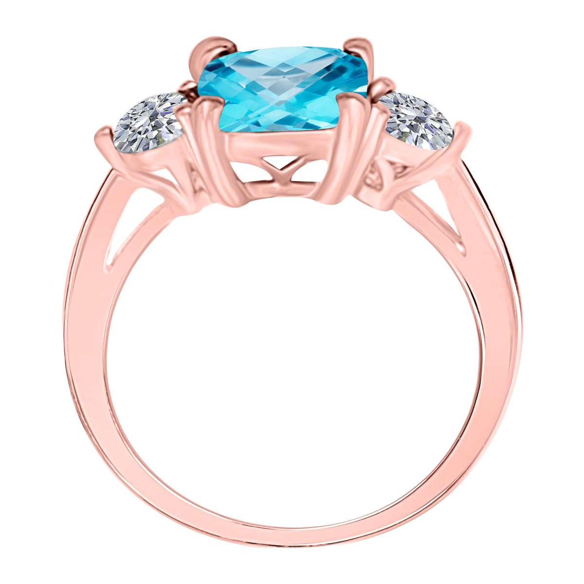 2.20 Carat Blue Topaz & Natural Diamond Gemstone Ring for Women in 14K Solid Rose, Yellow & White Gold Mauli Jewels