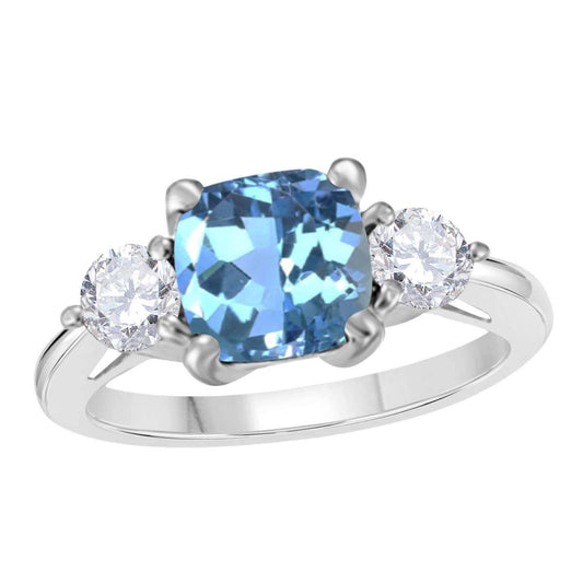 2.20 Carat Blue Topaz & Natural Diamond Gemstone Ring for Women in 14K Solid Rose, Yellow & White Gold Mauli Jewels