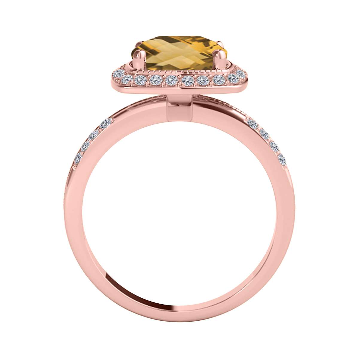 2.60 Carat Cushion Cut Citrine and Natural Diamond Gemstone Ring for Women in 14K Rose, White & Yellow Gold Mauli Jewels