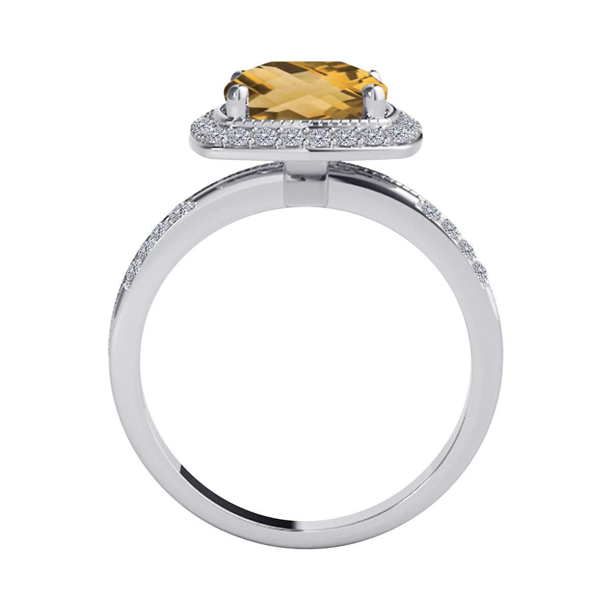 2.60 Carat Cushion Cut Citrine and Natural Diamond Gemstone Ring for Women in 14K Rose, White & Yellow Gold Mauli Jewels