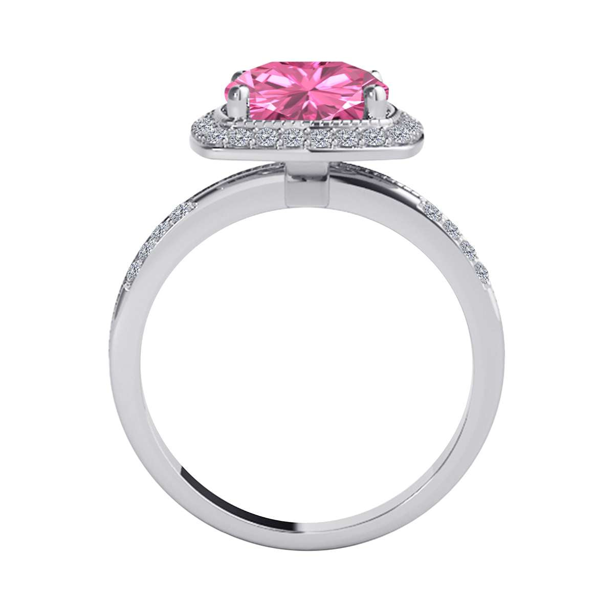 2.60 Carat Pink Topaz and White Diamond Gemstone Ring for Women in 14K Rose, White & Yellow Gold Mauli Jewels
