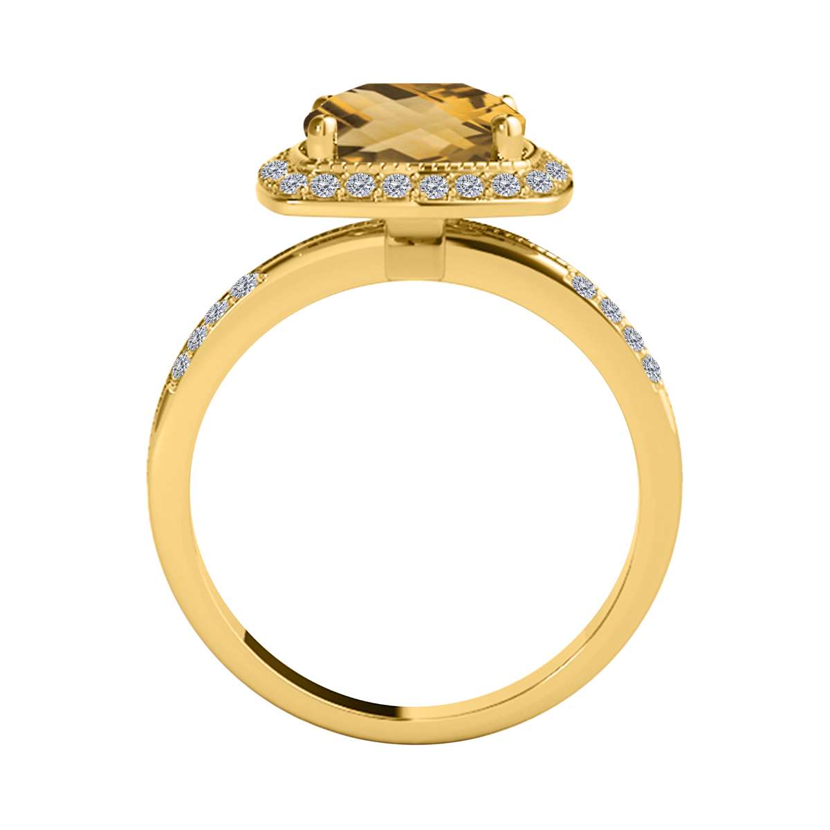 2.60 Carat Cushion Cut Citrine and Natural Diamond Gemstone Ring for Women in 14K Rose, White & Yellow Gold Mauli Jewels