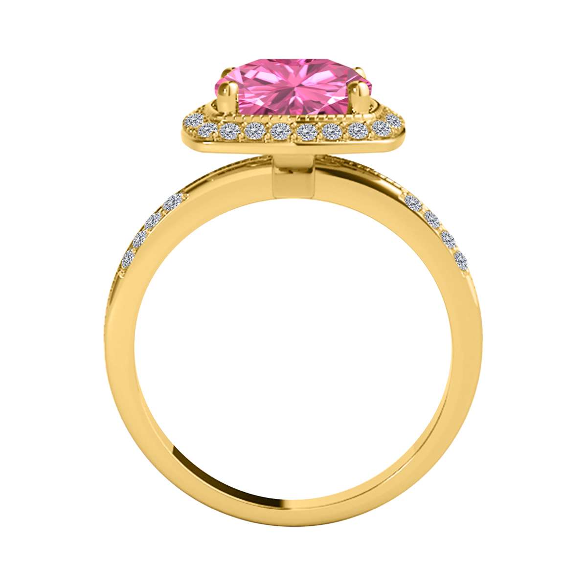 2.60 Carat Pink Topaz and White Diamond Gemstone Ring for Women in 14K Rose, White & Yellow Gold Mauli Jewels