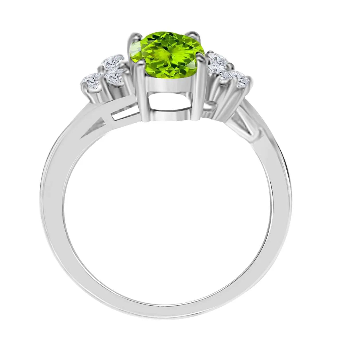 MAULIJEWELS 1.45 Carat Diamond & Oval Shaped Peridot Ring in 10K White, Rose & Yellow Gold Mauli Jewels
