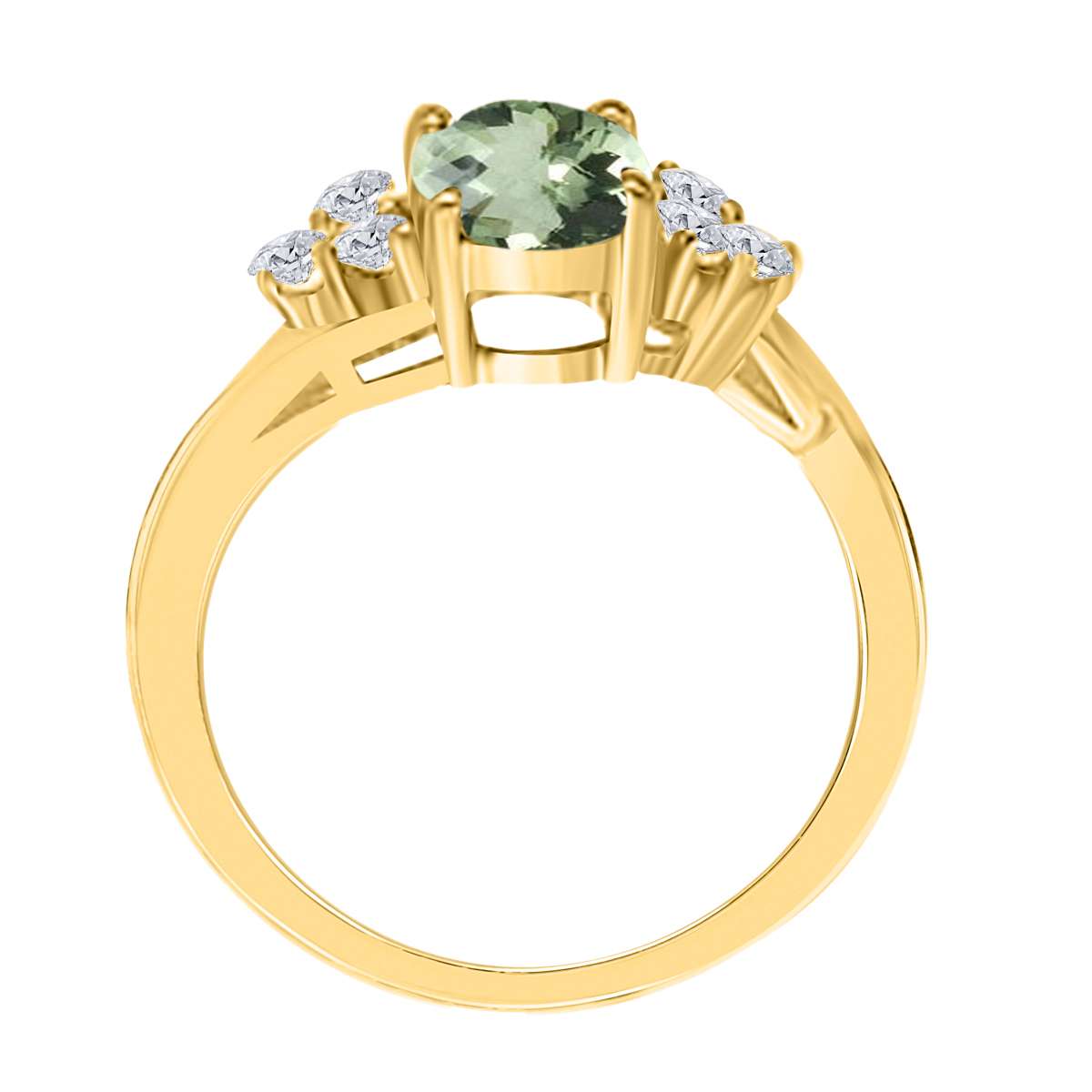 Mauli Jewels 1.85 Carat Diamond and Oval-Shaped Green-Amethyst Gemstone Split Shank Rope Design Ring in 10K White, Rose, and Yellow Gold Mauli Jewels