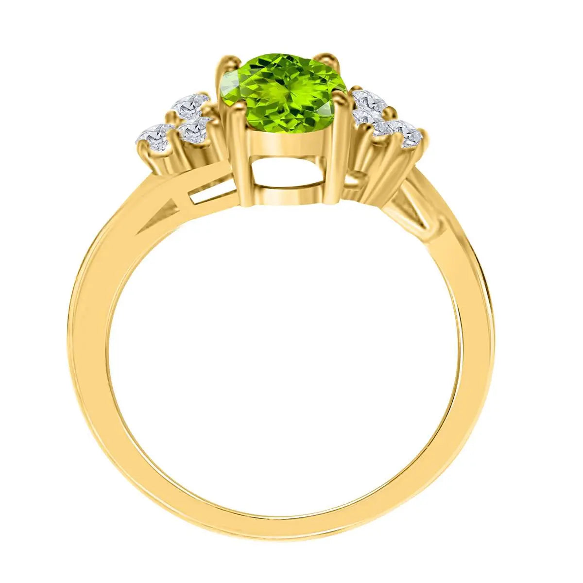 MAULIJEWELS 1.45 Carat Diamond & Oval Shaped Peridot Ring in 10K White, Rose & Yellow Gold Mauli Jewels