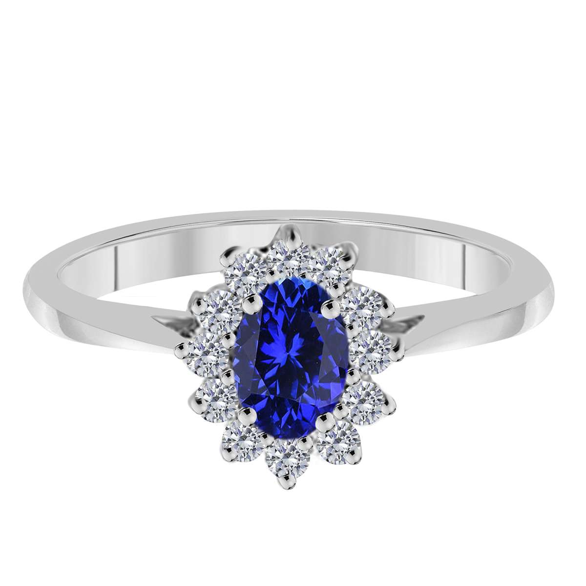 Mauli Jewels 0.90 Carat Diamond & Oval-Shaped Tanzanite Gemstone Halo Ring in 10K White, Rose & Yellow Gold Mauli Jewels