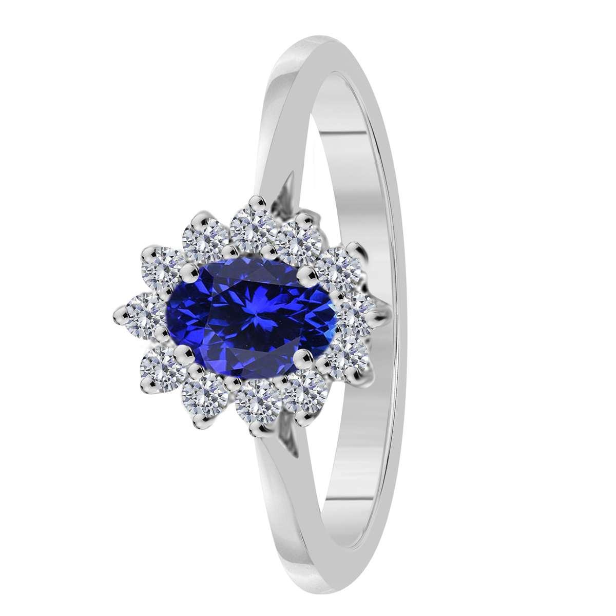 Mauli Jewels 0.90 Carat Diamond & Oval-Shaped Tanzanite Gemstone Halo Ring in 10K White, Rose & Yellow Gold Mauli Jewels