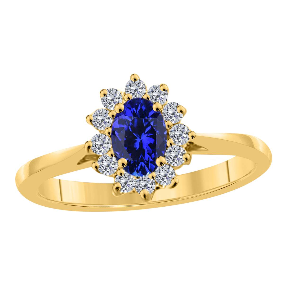 Mauli Jewels 0.90 Carat Diamond & Oval-Shaped Tanzanite Gemstone Halo Ring in 10K White, Rose & Yellow Gold Mauli Jewels