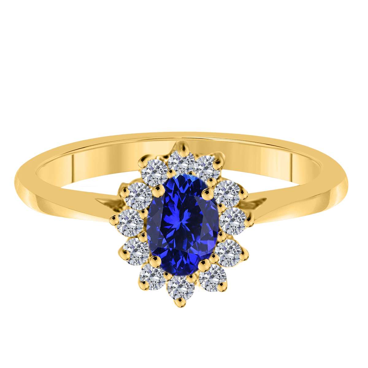 Mauli Jewels 0.90 Carat Diamond & Oval-Shaped Tanzanite Gemstone Halo Ring in 10K White, Rose & Yellow Gold Mauli Jewels