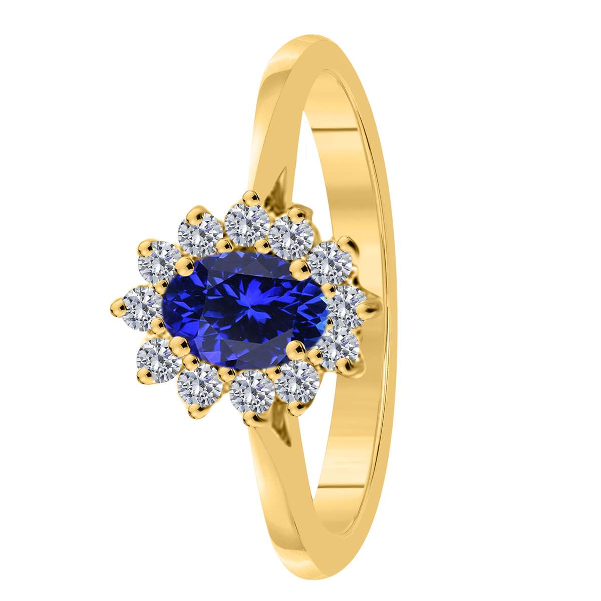 Mauli Jewels 0.90 Carat Diamond & Oval-Shaped Tanzanite Gemstone Halo Ring in 10K White, Rose & Yellow Gold Mauli Jewels