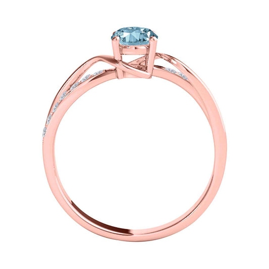 MauliJewels 1.40 Carat Oval Aquamarine & Round White Diamond Gemstone Ring with Split Shank Design in Prong Setting 14K White, Yellow, Rose Gold Mauli Jewels
