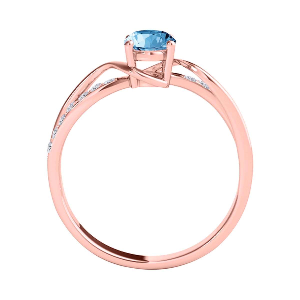 MauliJewels 1.40 Carat Oval Blue Topaz & Round White Diamond Ring with Split Shank Design in 14K White, Yellow, and Rose Gold Mauli Jewels