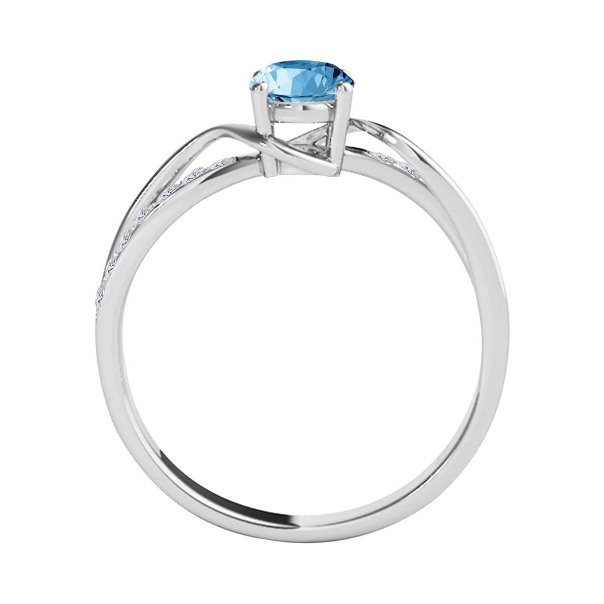 MauliJewels 1.40 Carat Oval Blue Topaz & Round White Diamond Ring with Split Shank Design in 14K White, Yellow, and Rose Gold Mauli Jewels