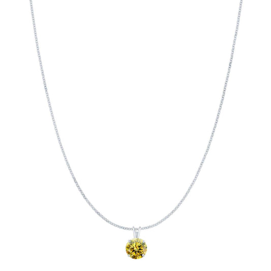 MauliJewels 2.00ct Lemon Yellow Moissanite 14k White Gold Solitaire Pendant with Gold Silver Chain Mauli Jewels