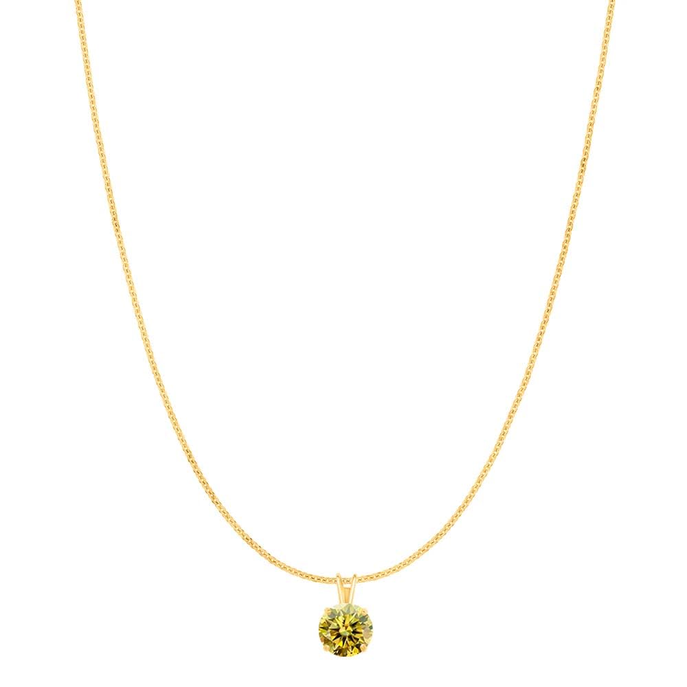 MauliJewels 2.00ct Lemon Yellow Moissanite 14k Yellow Gold Solitaire Pendant with Gold Silver Chain Mauli Jewels