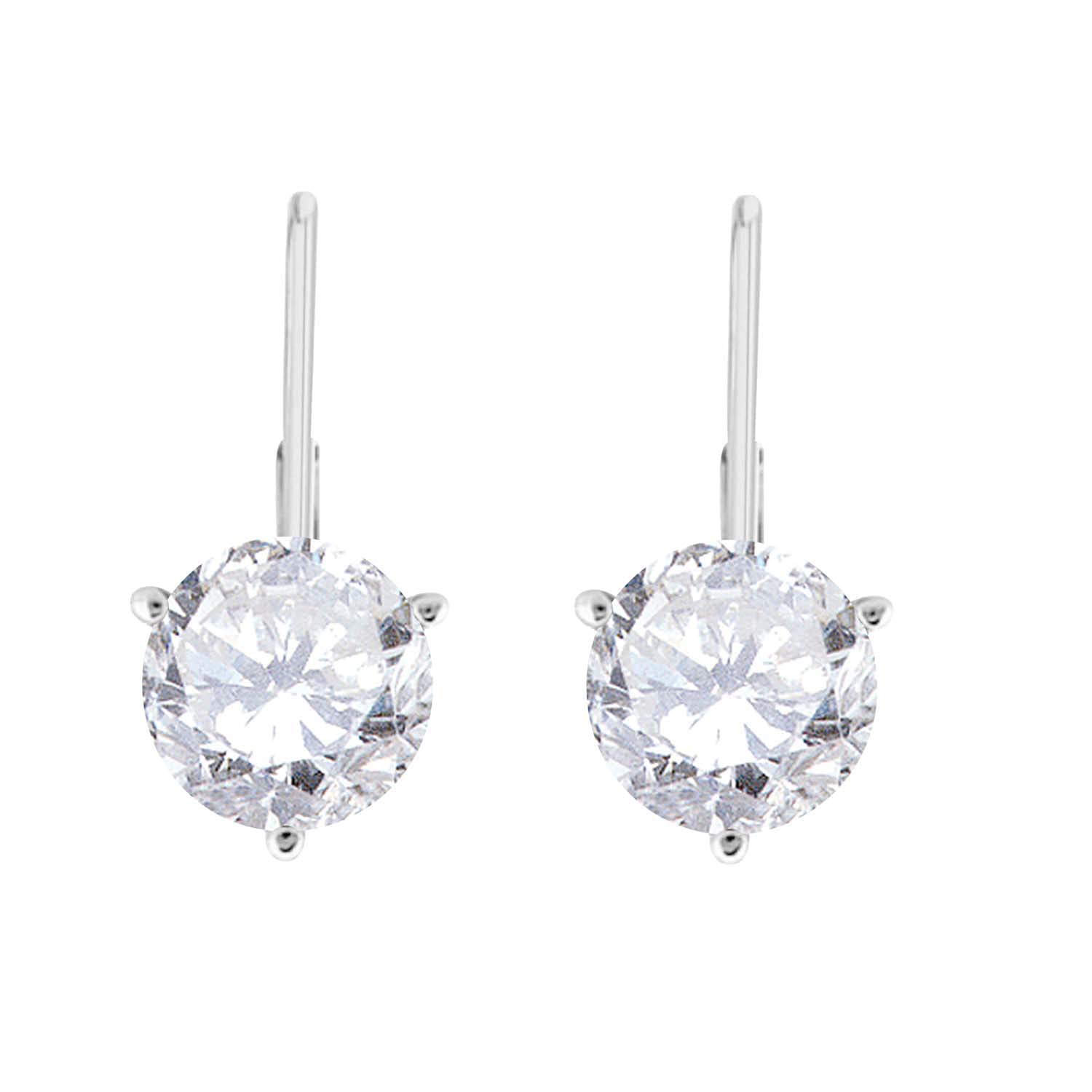 MauliJewels 1.0 Carat 3-Prong Round White Diamond Martini Leverback Earrings 14K Rose White Yellow Gold Mauli Jewels