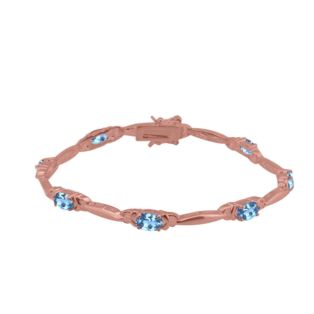 MauliJewels 4.05 Carat Oval Blue Topaz Seven-Stone Bracelet in 925 Sterling Silver – 7.5" Gemstone Bracelet Mauli Jewels