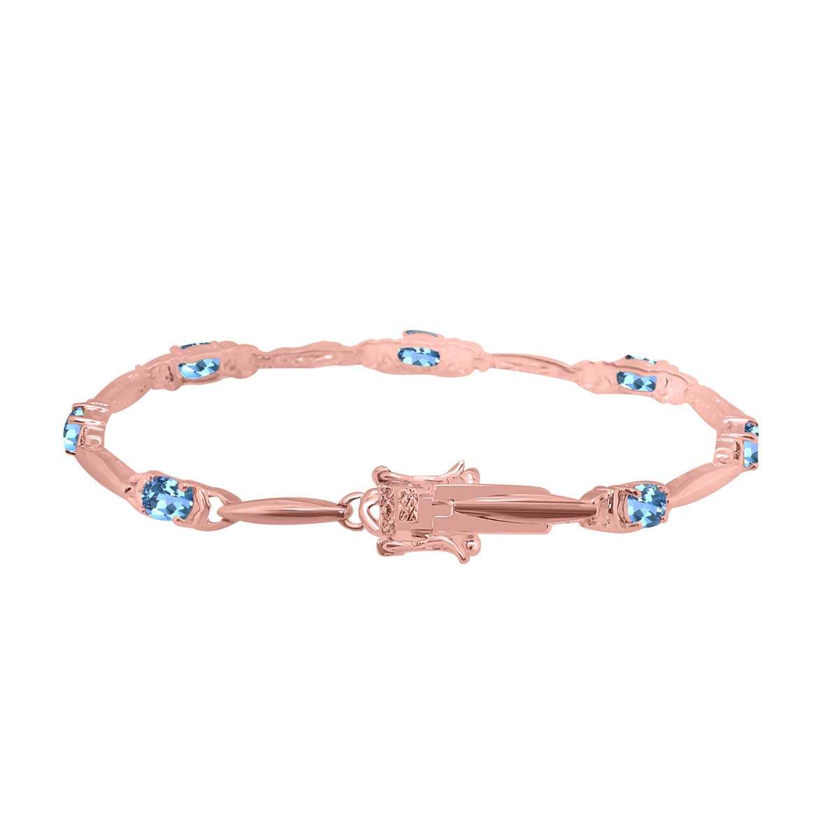 MauliJewels 4.05 Carat Oval Blue Topaz Seven-Stone Bracelet in 925 Sterling Silver – 7.5" Gemstone Bracelet Mauli Jewels