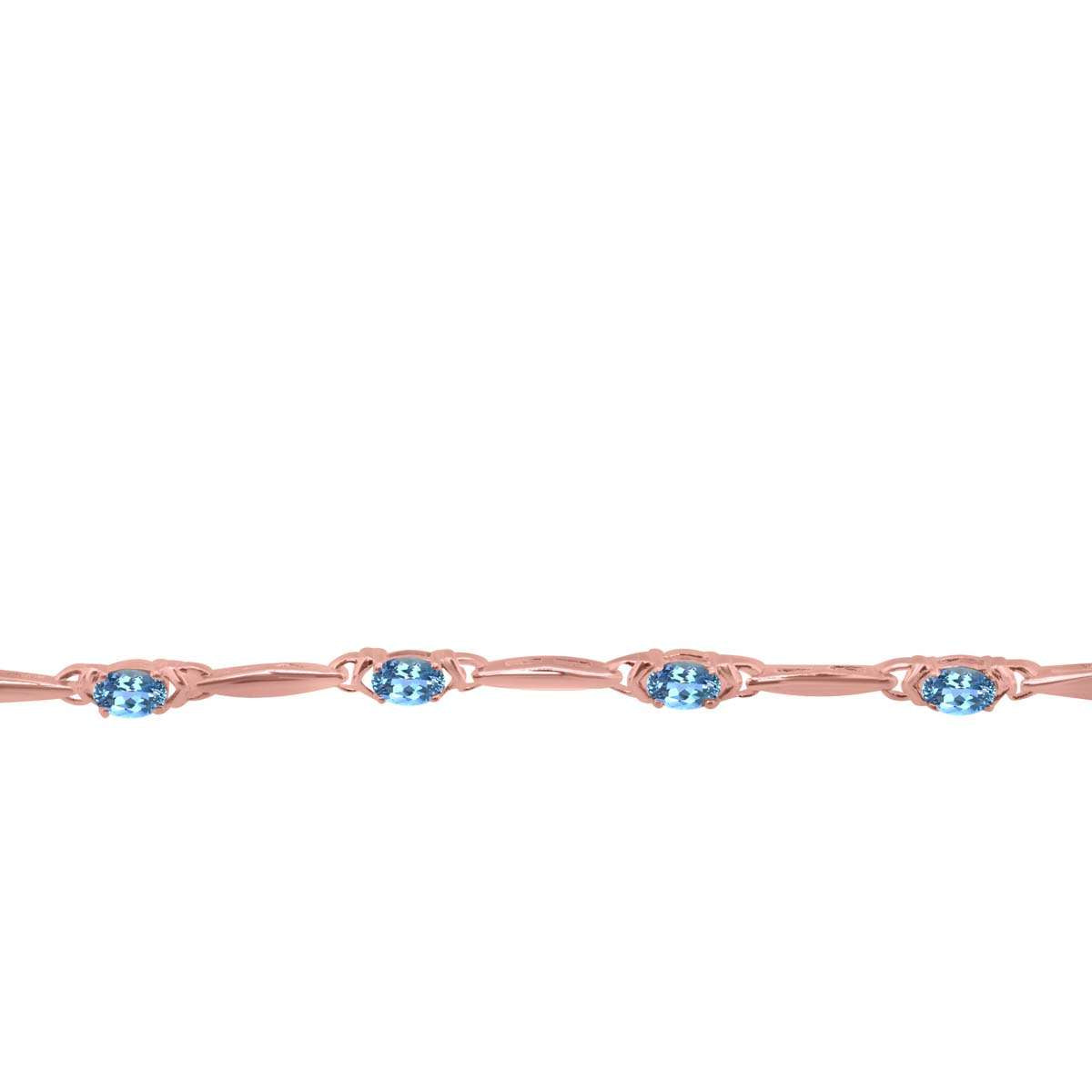 MauliJewels 4.05 Carat Oval Blue Topaz Seven-Stone Bracelet in 925 Sterling Silver – 7.5" Gemstone Bracelet Mauli Jewels