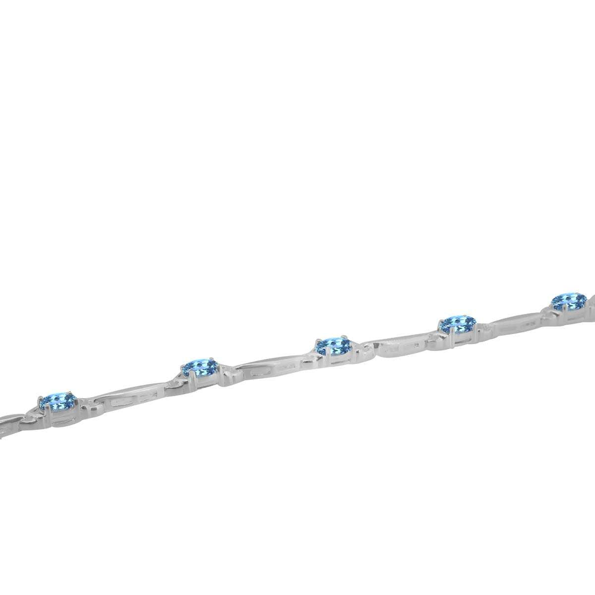 MauliJewels 4.05 Carat Oval Blue Topaz Seven-Stone Bracelet in 925 Sterling Silver – 7.5" Gemstone Bracelet Mauli Jewels