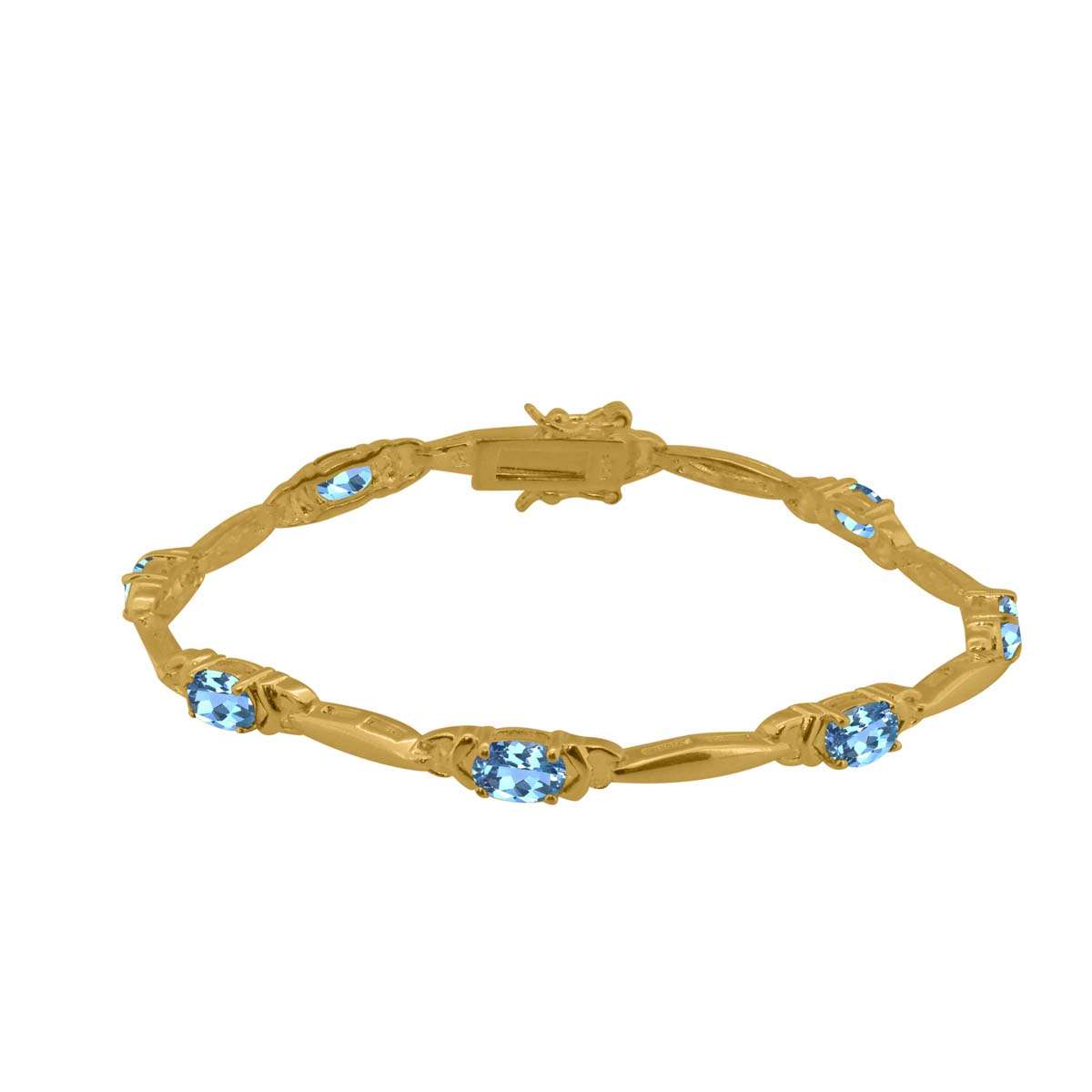 MauliJewels 4.05 Carat Oval Blue Topaz Seven-Stone Bracelet in 925 Sterling Silver – 7.5" Gemstone Bracelet Mauli Jewels