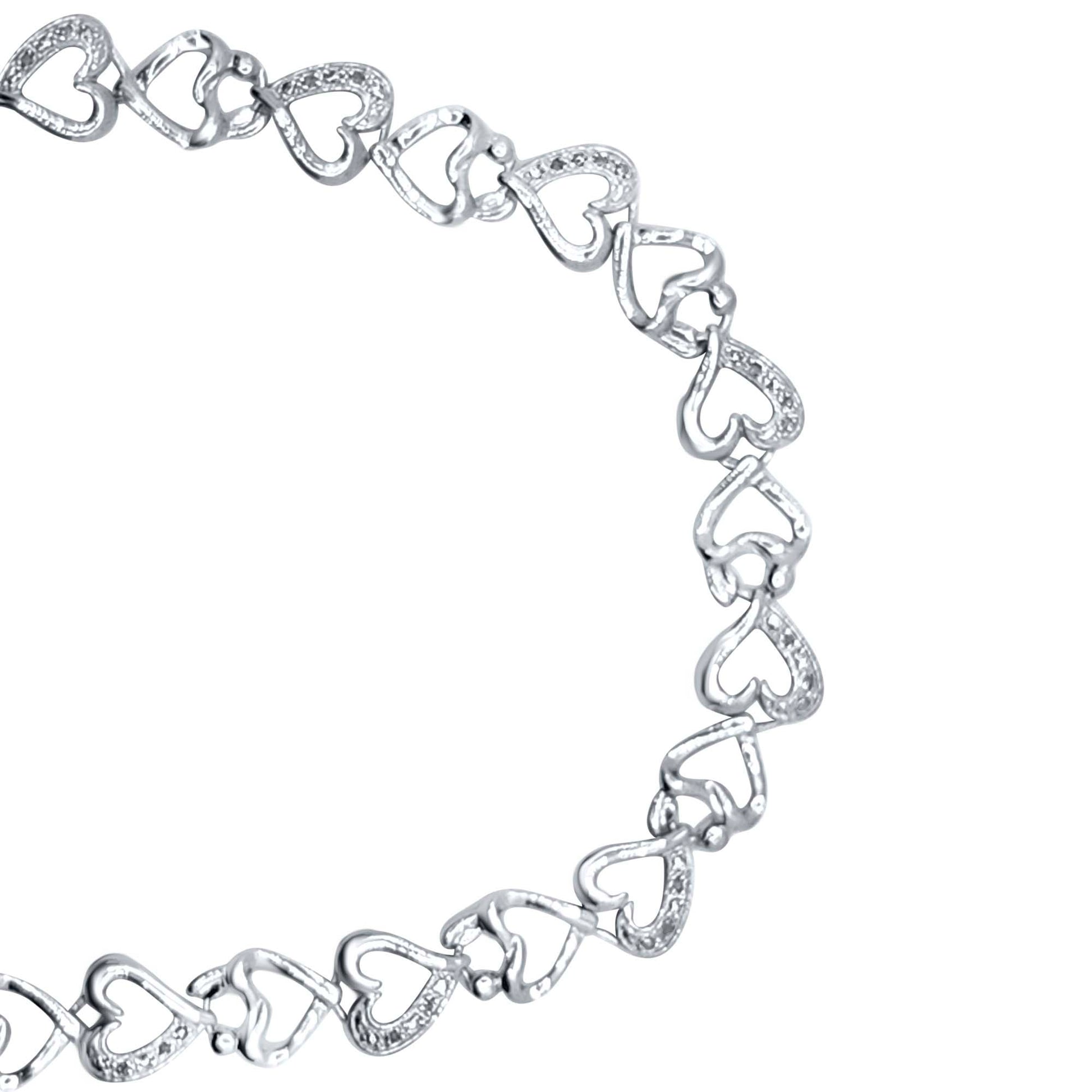 Mother and Child 0.10 Carat Natural Diamond Heart-Shaped Bracelet in 14K Gold-Plated over Sterling Silver Mauli Jewels