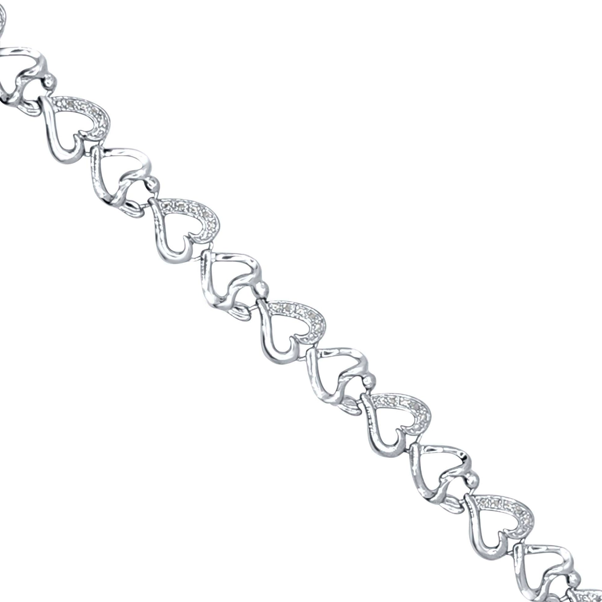 Mother and Child 0.10 Carat Natural Diamond Heart-Shaped Bracelet in 14K Gold-Plated over Sterling Silver Mauli Jewels