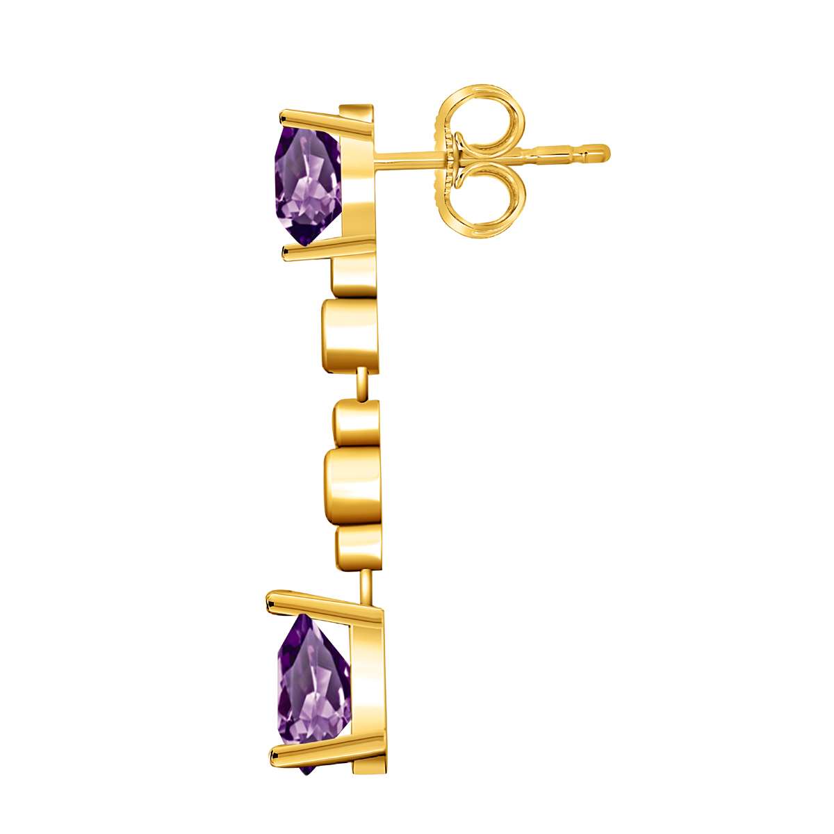 3.00 Carat Amethyst & Diamond Dangle Earrings For Women In 10K Solid Rose White & Yellow Gold Mauli Jewels