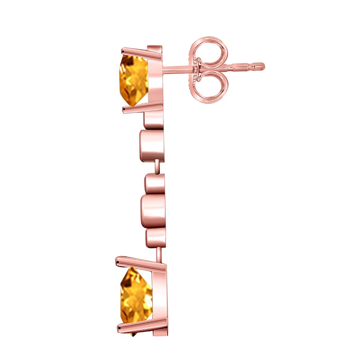 3.00 Carat Pear Shape Citrine & Diamond Gemstone Dangle Earrings For Women In 10K Solid Rose White & Yellow Gold Mauli Jewels