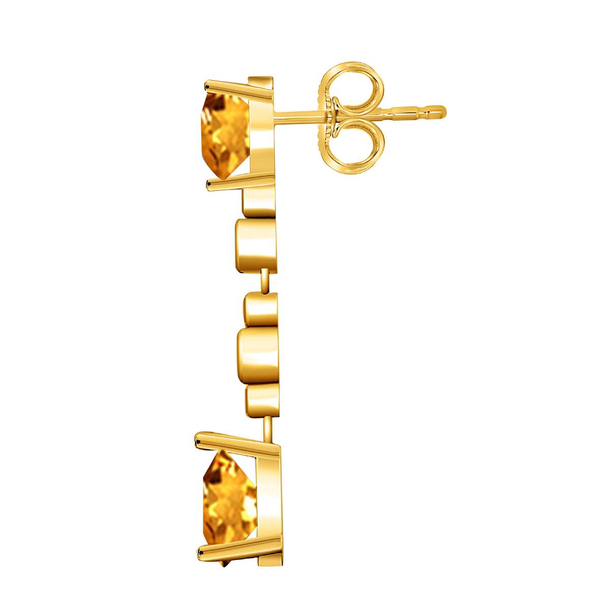 3.00 Carat Pear Shape Citrine & Diamond Gemstone Dangle Earrings For Women In 10K Solid Rose White & Yellow Gold Mauli Jewels