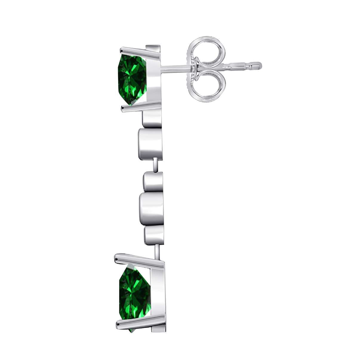 3.00 Carat Pear Shape Emerald & Diamond Dangle Earrings For Women In 10K Solid Rose White & Yellow Gold Mauli Jewels