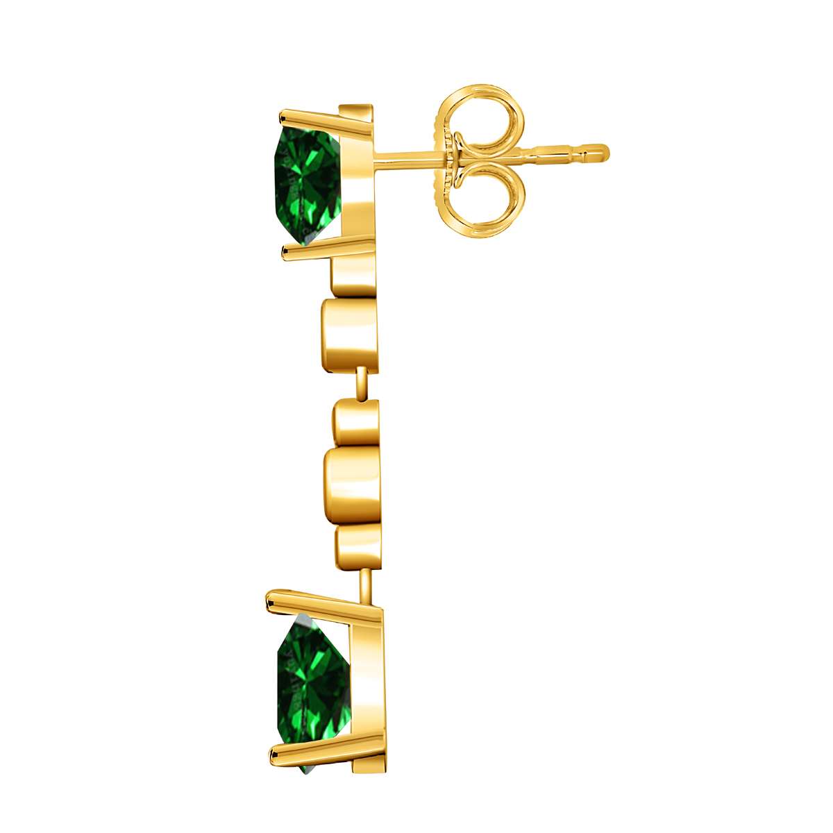 3.00 Carat Pear Shape Emerald & Diamond Dangle Earrings For Women In 10K Solid Rose White & Yellow Gold Mauli Jewels