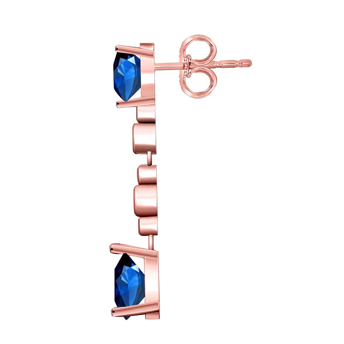 3.00 Carat Sapphire & Diamond Dangle Earrings For Women In 10K Solid Rose White & Yellow Gold Mauli Jewels