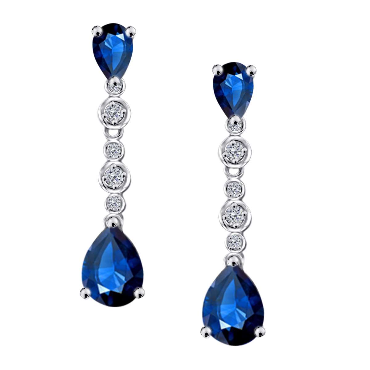 3.00 Carat Sapphire & Diamond Dangle Earrings For Women In 10K Solid Rose White & Yellow Gold Mauli Jewels