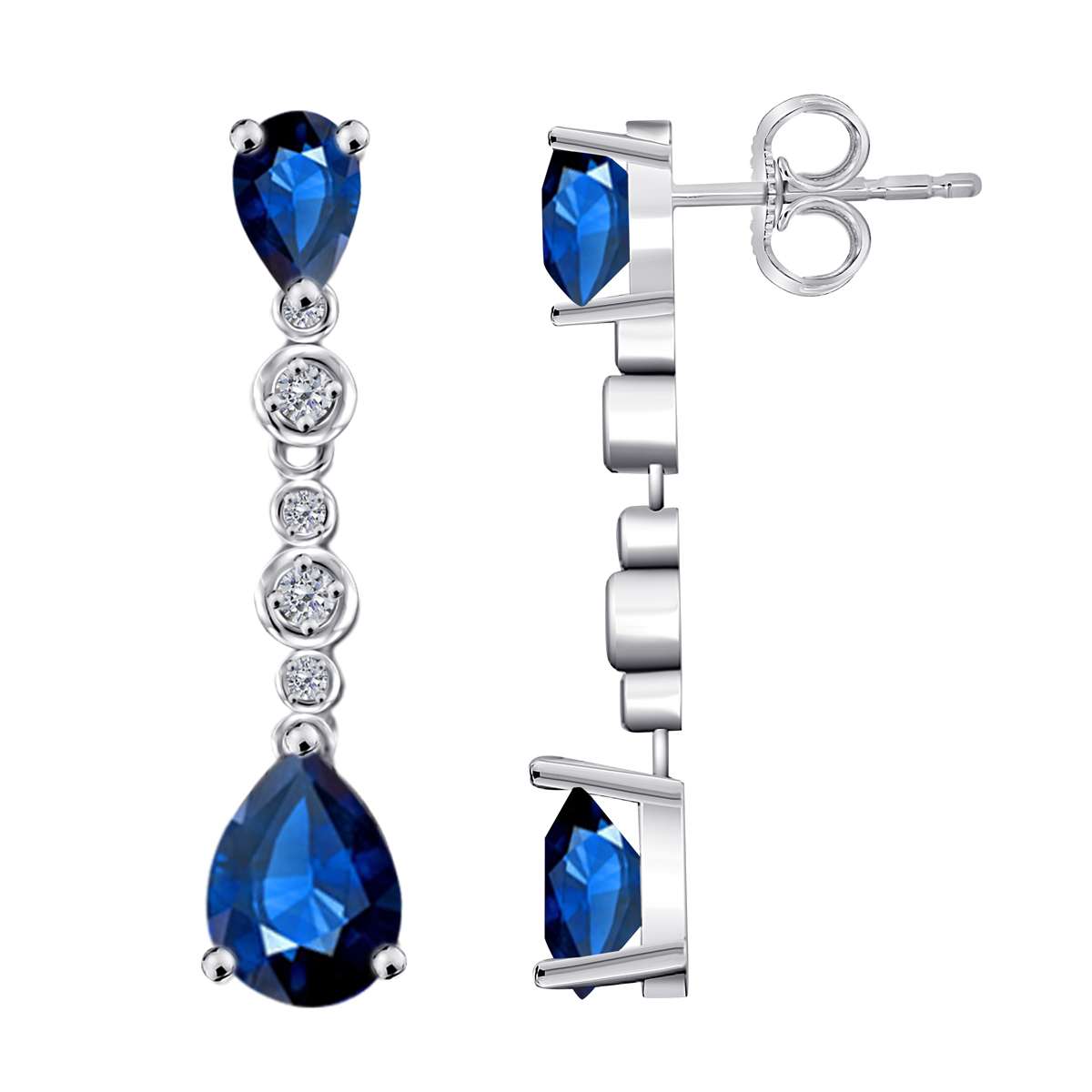 3.00 Carat Sapphire & Diamond Dangle Earrings For Women In 10K Solid Rose White & Yellow Gold Mauli Jewels