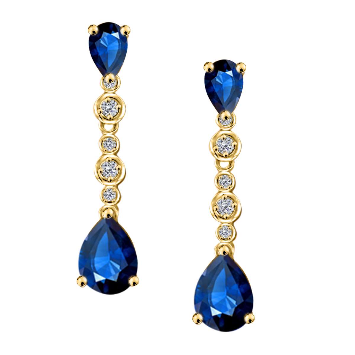3.00 Carat Sapphire & Diamond Dangle Earrings For Women In 10K Solid Rose White & Yellow Gold Mauli Jewels
