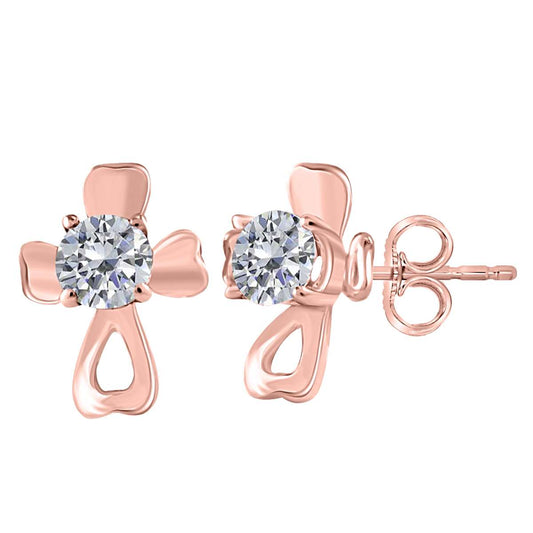MAULIJEWELS 0.25 Carat Diamond Sparkly Stud Earring For Women in 14K Rose White & Yellow Gold With Secure Backs Mauli Jewels