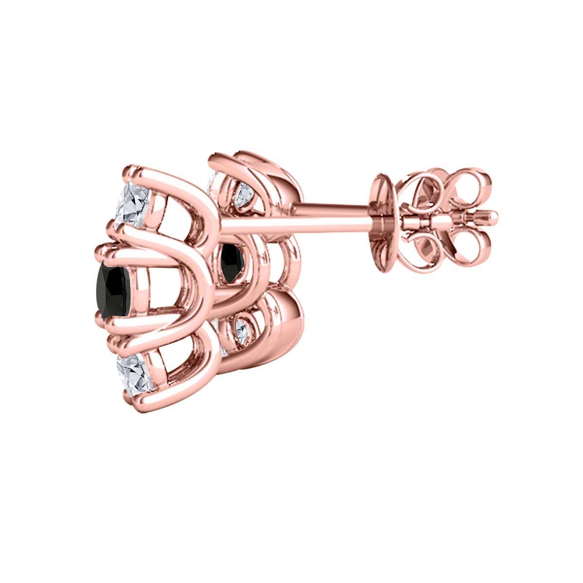 Maulijewels 1.10 cttw Natural White and Black Diamond Stud Earrings For Women In 10K Rose Yellow White Gold Mauli Jewels