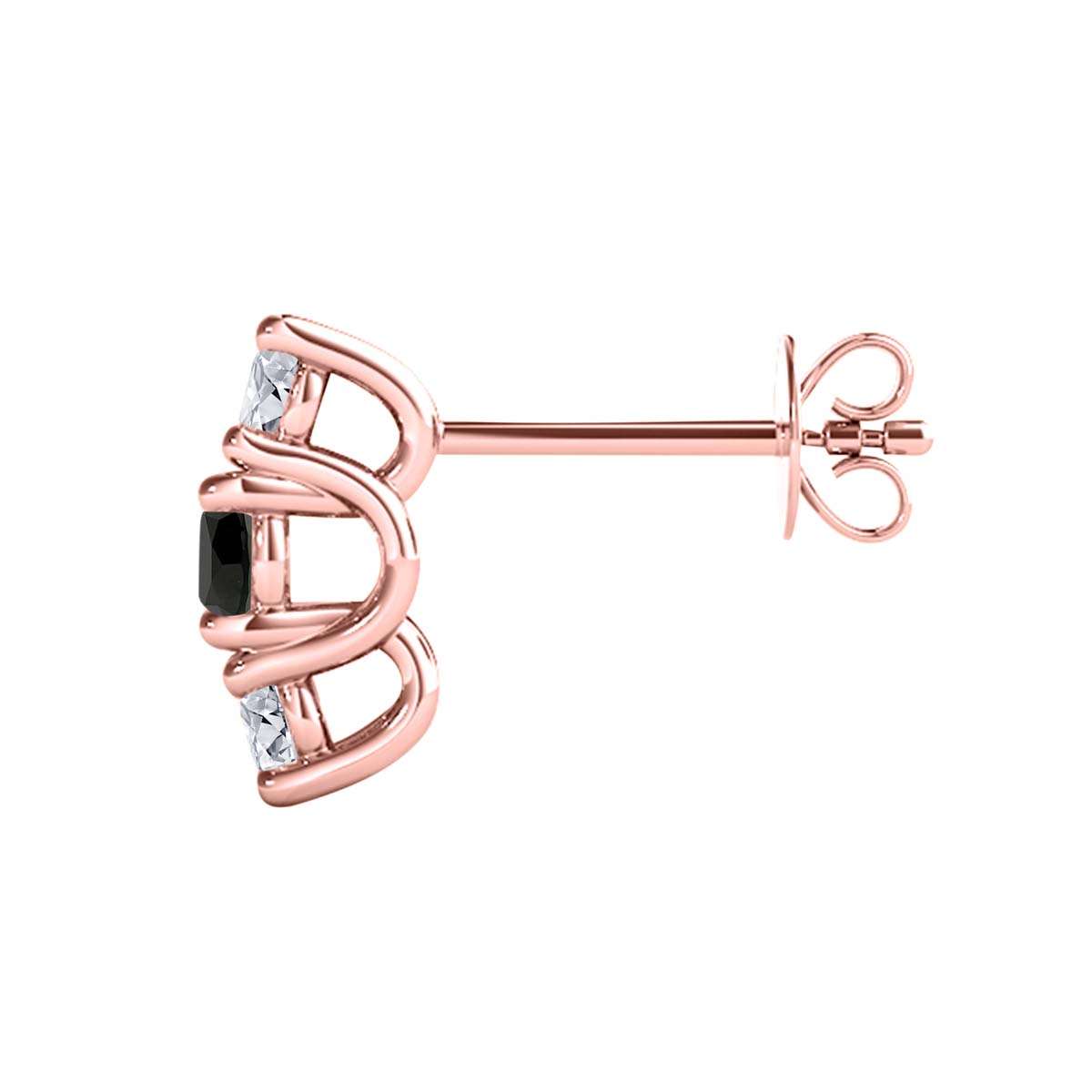 Maulijewels 1.10 cttw Natural White and Black Diamond Stud Earrings For Women In 10K Rose Yellow White Gold Mauli Jewels