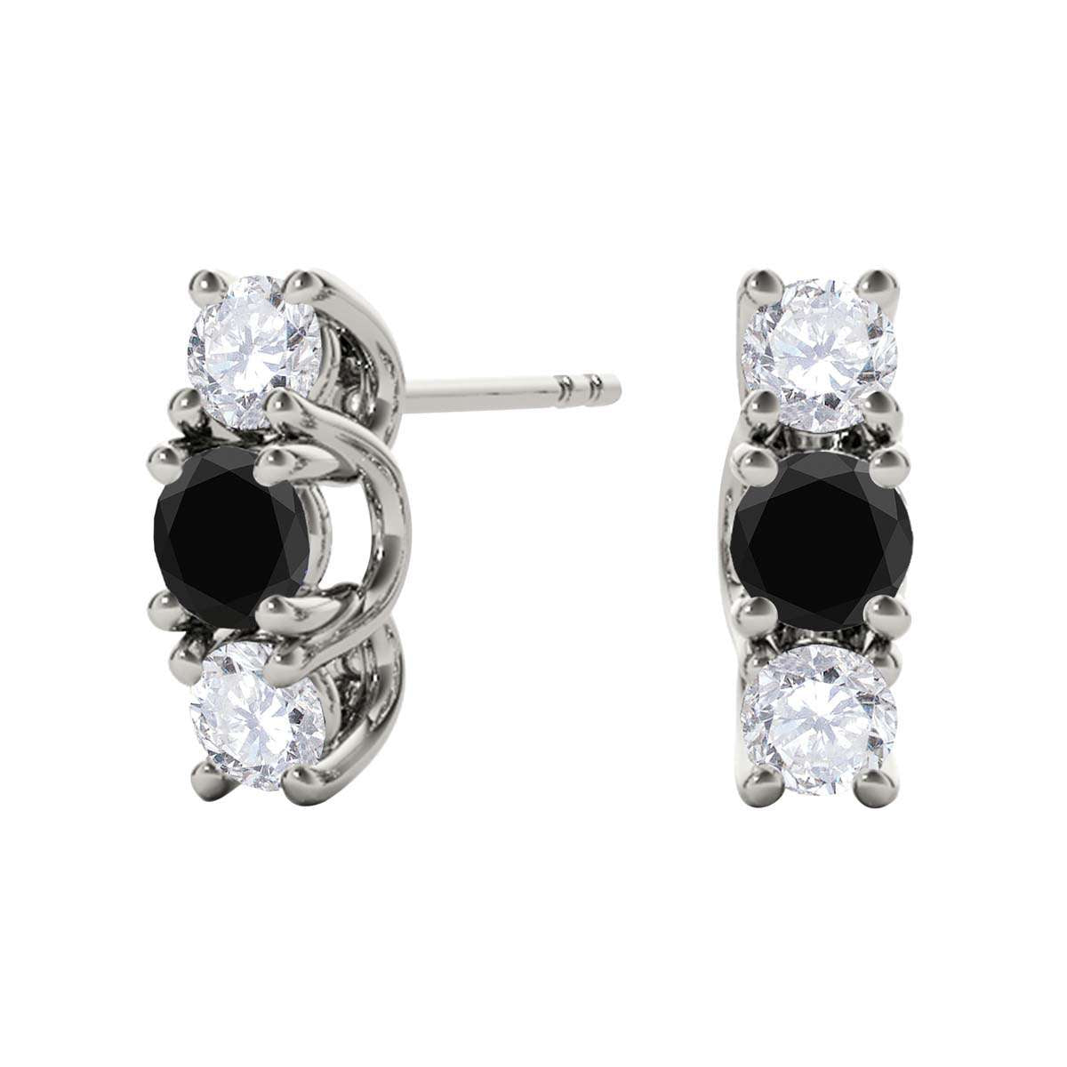 Maulijewels 1.10 cttw Natural White and Black Diamond Stud Earrings For Women In 10K Rose Yellow White Gold Mauli Jewels