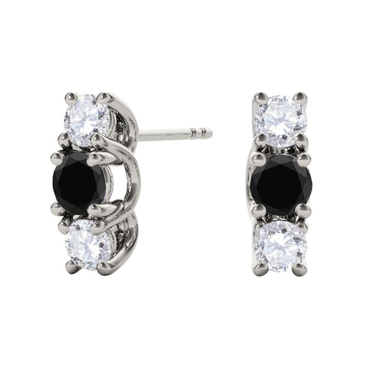 Maulijewels 1.10 cttw Natural White and Black Diamond Stud Earrings For Women In 10K Rose Yellow White Gold Mauli Jewels