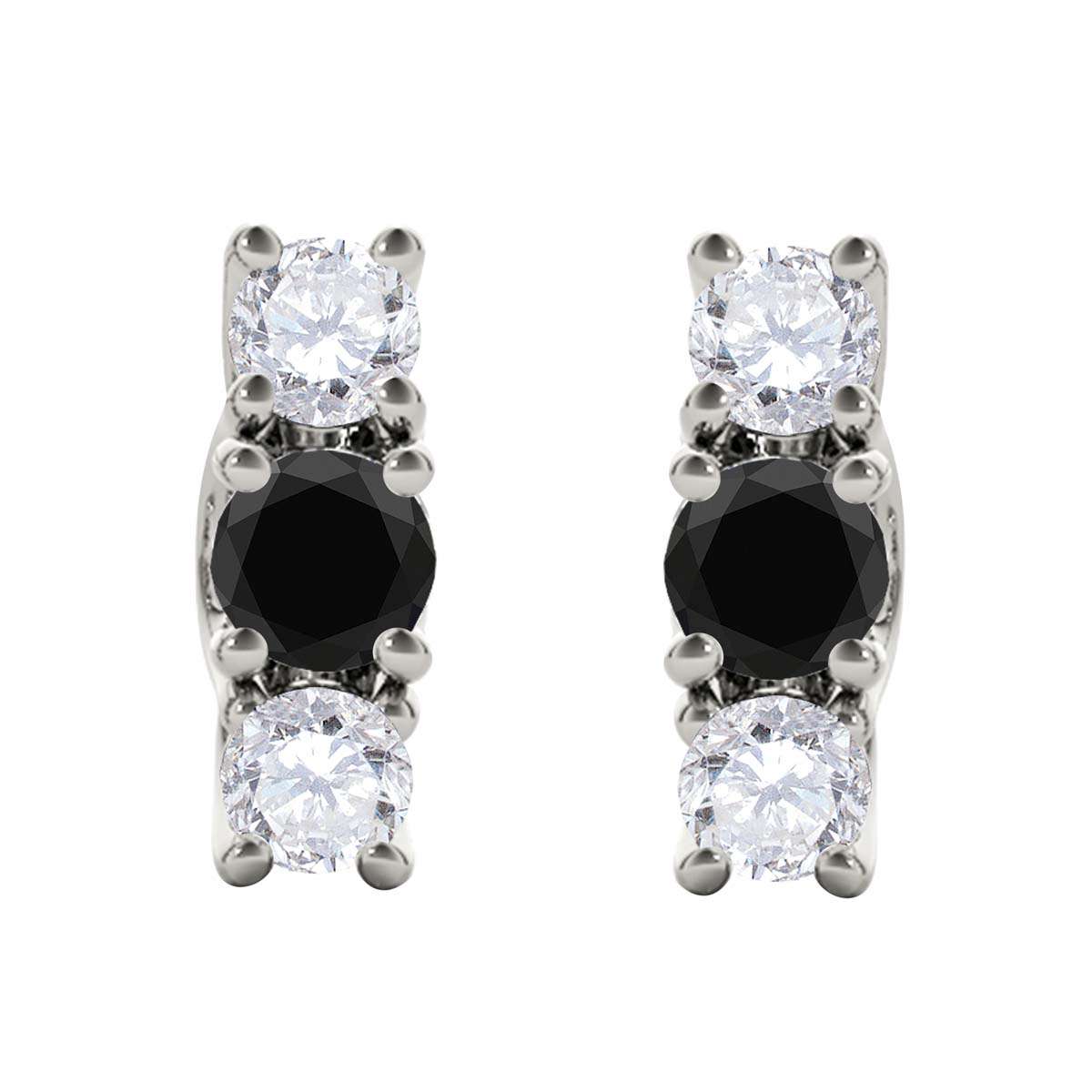 Maulijewels 1.10 cttw Natural White and Black Diamond Stud Earrings For Women In 10K Rose Yellow White Gold Mauli Jewels